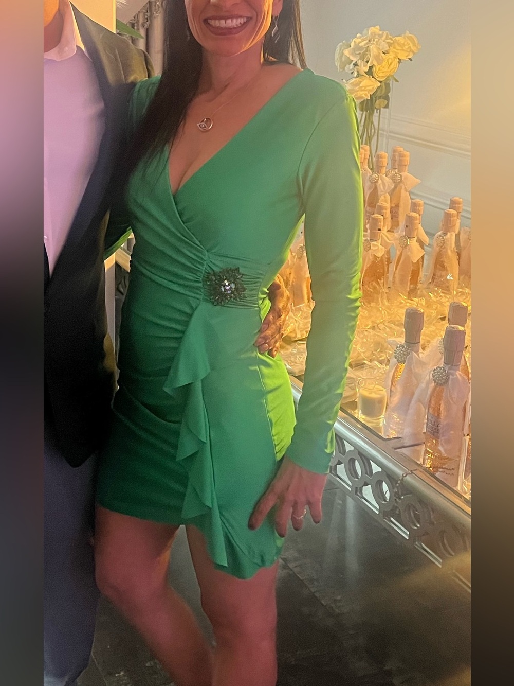 B. Darlin Vibrant Green Satin Dress Top
